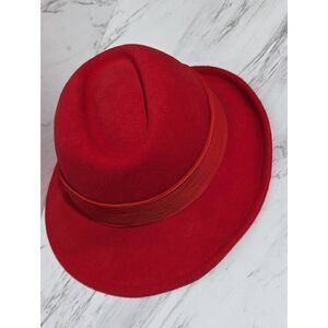 Betmar Women's Vintage Red Wool Hat With Red Hat Band